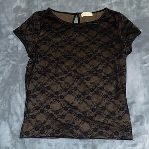 Beautiful Frankee Skylarr Black Top with Lace Overlay Size Medium